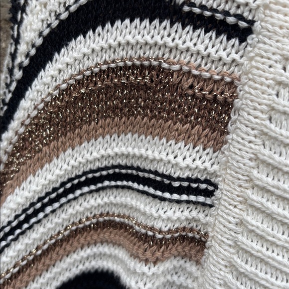B.yu Metallic Striped Brown Cream Sweater - Picture 3 of 5